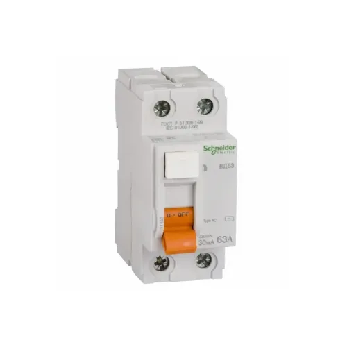 SE ВА63 УЗО 2P 63A 30мА AC 11455 серия "Домовой" SE ВА63 УЗО 2P 63A 30мА AC 11455 серия "Домовой"